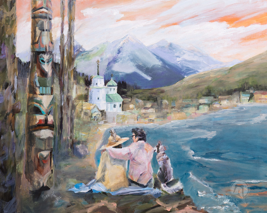Sitka Sisters, the three mountains rise protecting Sitka, Alaska, family roots for artist, Nena Howell.
