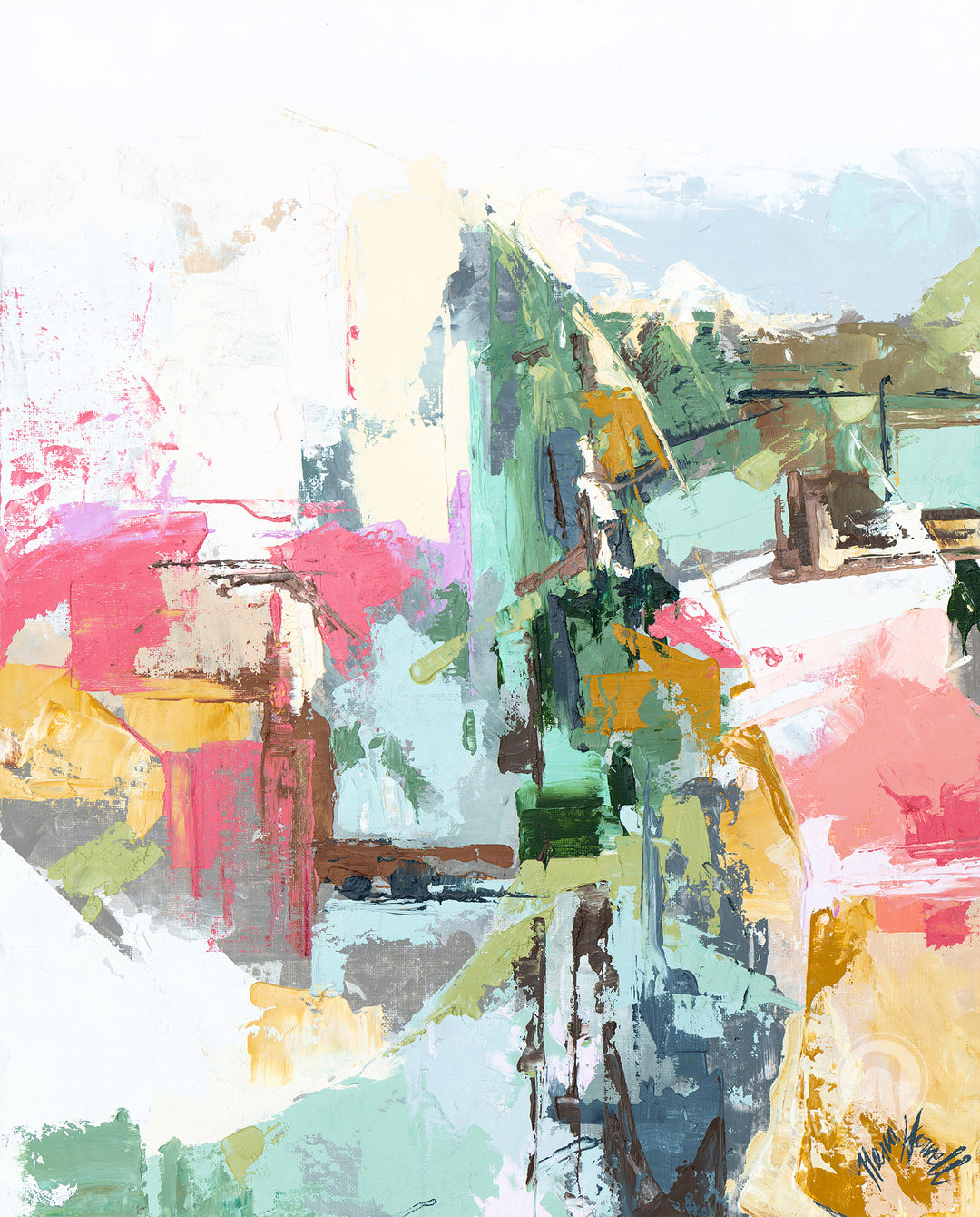 Stone Avenue is a original abstract oil and cold wax painting by Nena Howell, a visual feast of movement and texture.