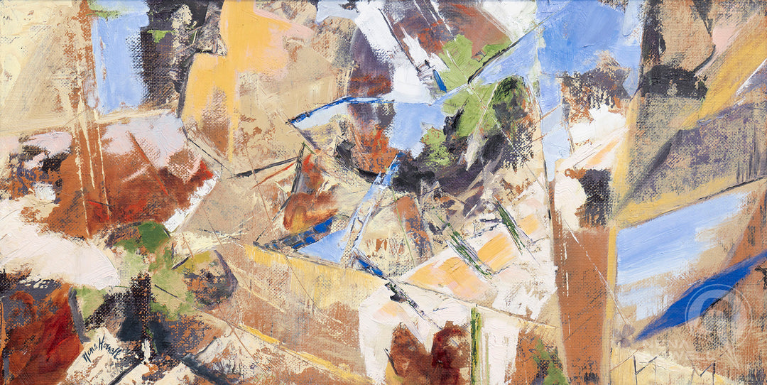 Suited Wealth for the hi-stakes player this original abstract painting by Nena Howell with rich colors, card shapes evokes opulence of winning big.