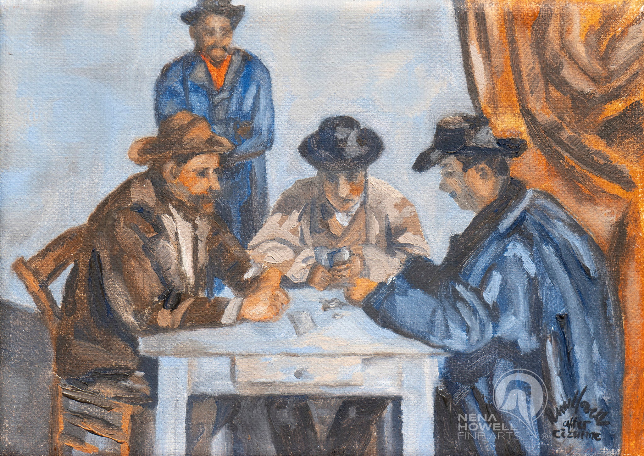 This is a studio study by Nena Howell of Cézanne card players. 