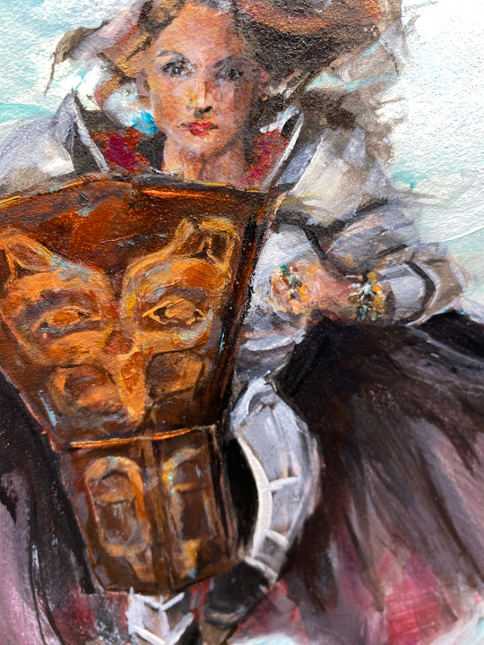 Wellness spirit warrior and copper shield and armor, female wellness leaders.